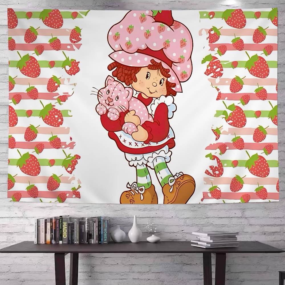 SStrawberryshortcake Girl Anime Tapestry Hanging Tarot Hippie Wall Rugs Dorm Wall Hanging Sheets