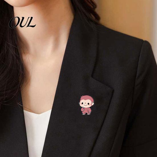 Wear-resistant Brooch Pin, Enamel Monkey Design Lapel Bright Color Outfit Badge with Standard Safety Lightweight Accessory for Clothes Bags