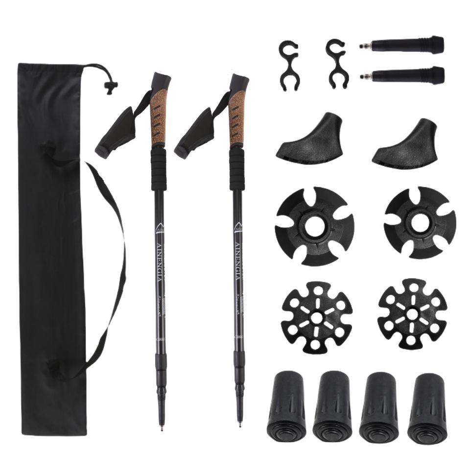 Outdoor Hiking Poles Set: 2-Piece Aluminum Alloy Trekking Poles with Cloth Bag.