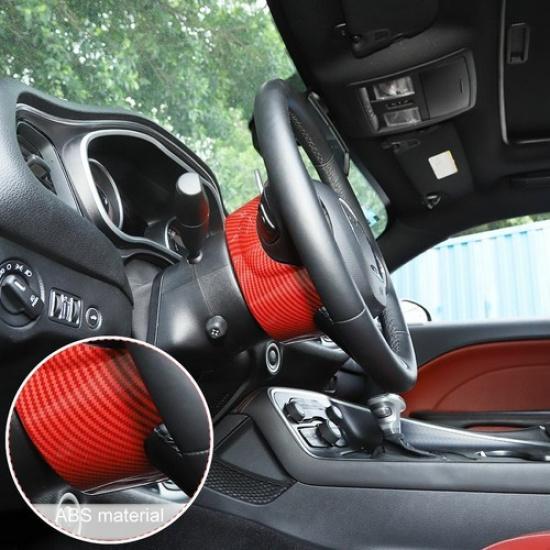 For Dodge Challenger Charger 2015+ Steering Wheel Base Upper Trim Red Carbon