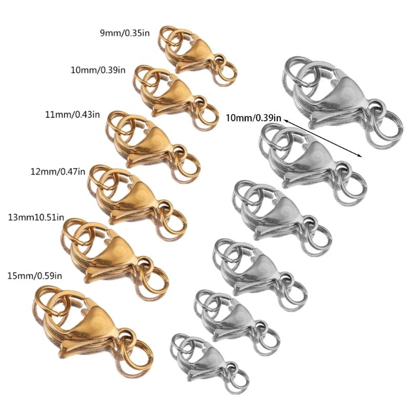 Stainless Steel Lobster Claw Clasps for Jewelry Making Portable Lobster Clasps Rings Necklace Bracelet Connectors