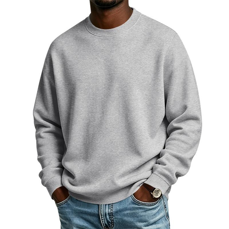 Men S Loose Solid Color Crew Neck Long Sleeve Plus Size Sweatshirt