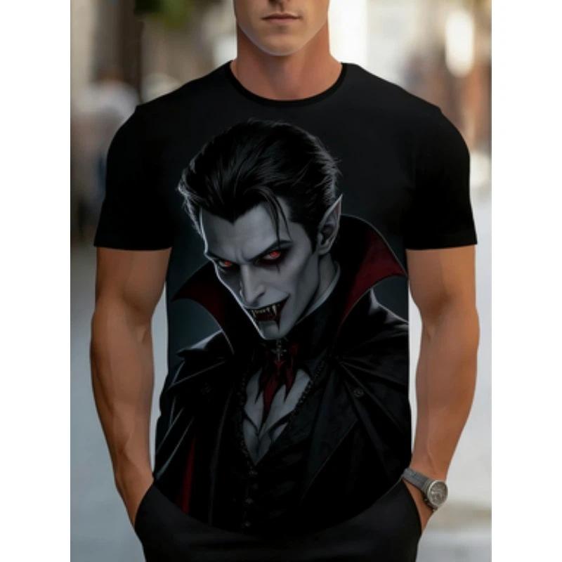 Herren-T-Shirt mit Aufdruck - leicht und atmungsaktiv, rot-weißes Anime-Comic-Kunstmuster, Rundhalsausschnitt, kurzärmlig, Sommer-Top