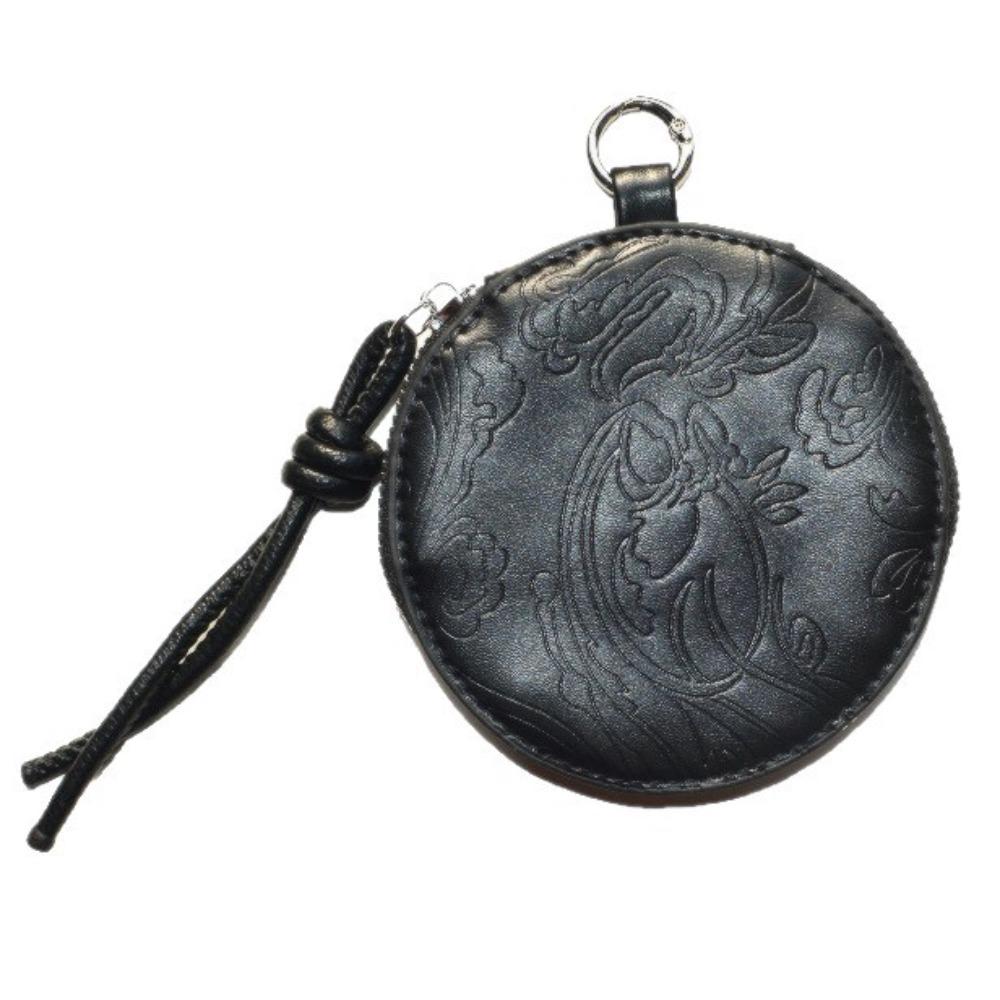 Embossed Pattern Round Coin Purse PU Leather Change Purse Zipper Coin Pouch Key Organization Style 1