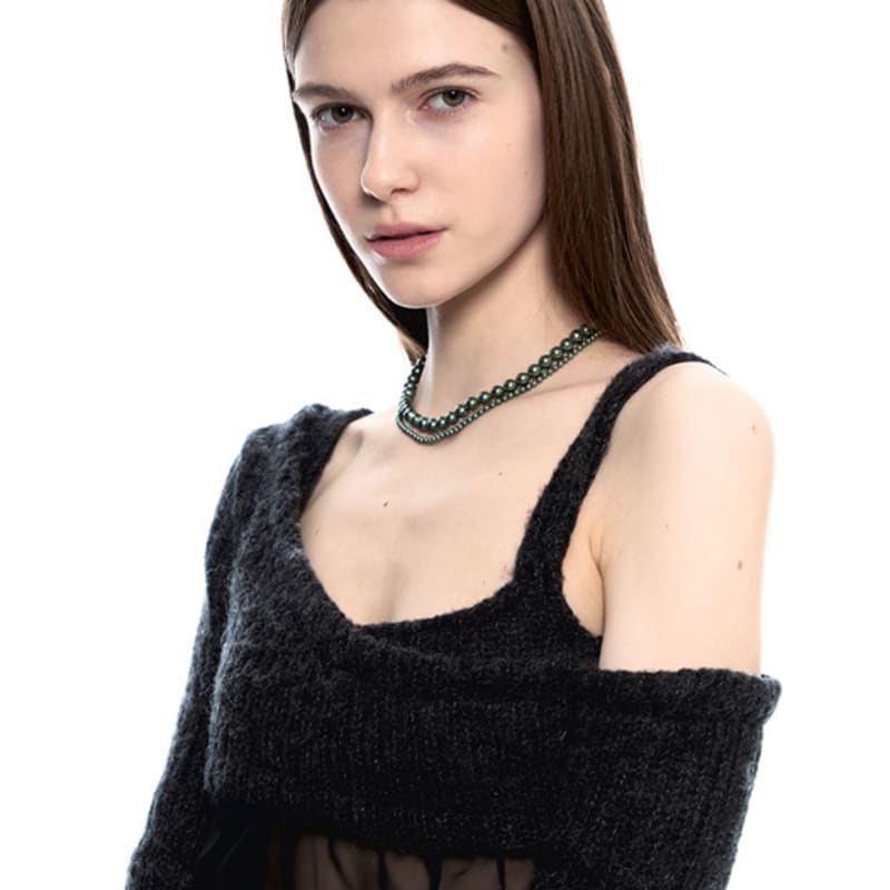 SENTIMENTS ESSENTIAL no.3 GREEN PEARL necklace 925 SILVER