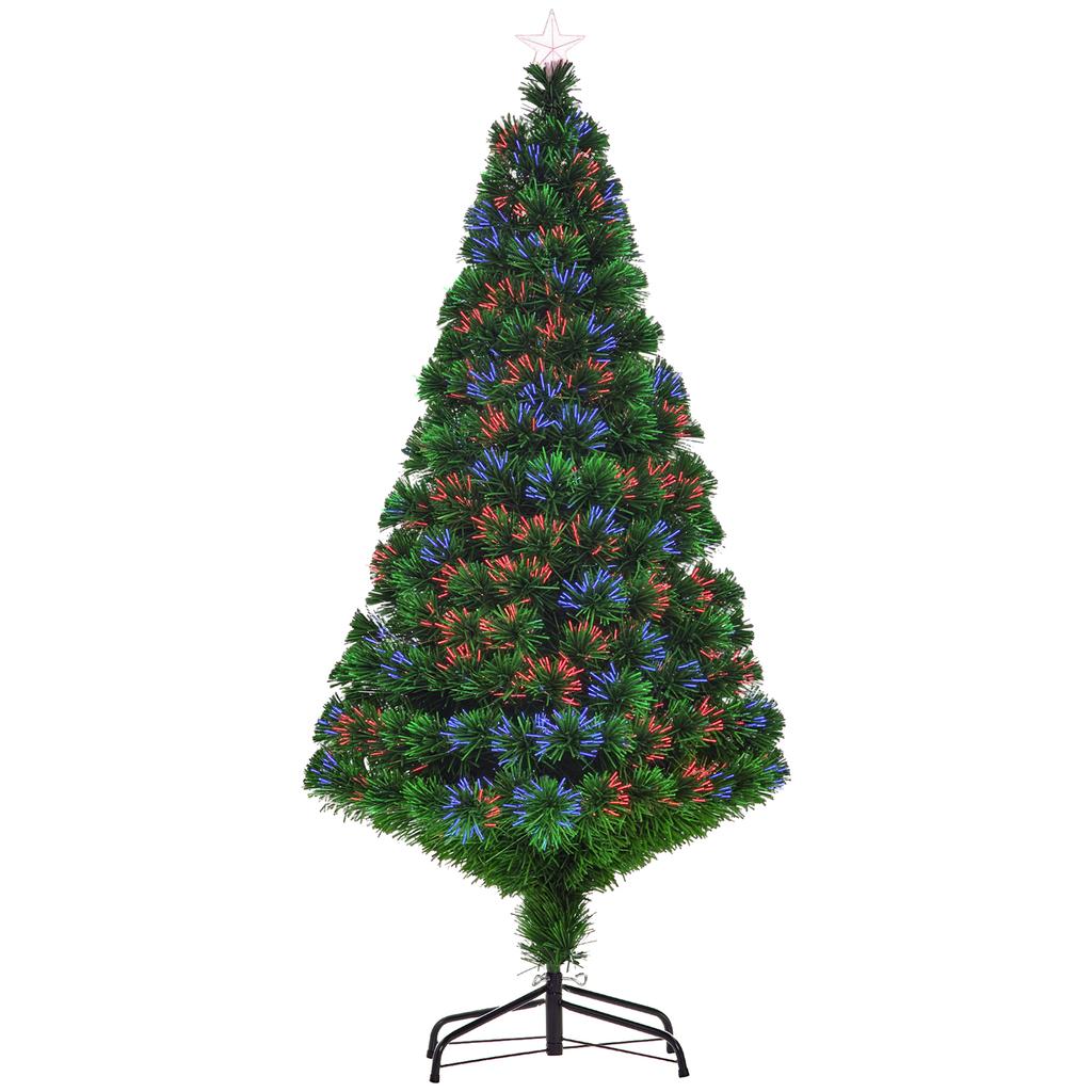 Artificial Christmas Tree 150 cm with Fiber Optic Artificial Fir Tree with LED Lighting
