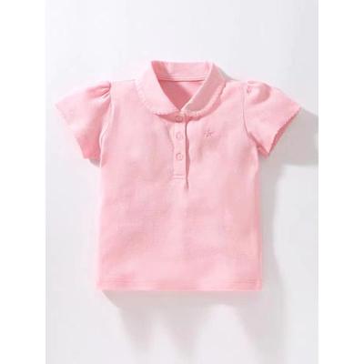 Girl Cute Polo Collar Short Sleeve Baby Summer Clothing New Arrival 2025 Baby Pure Cotton Pink Preppy Style Polo Collar Top