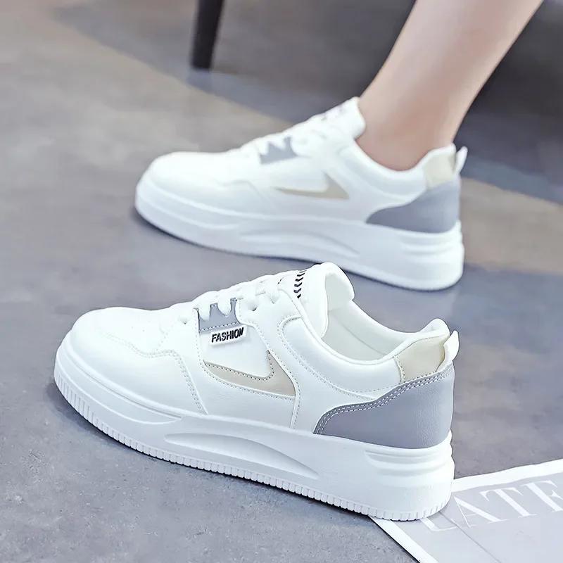 Casual Versatile Women's Shoes 2025 Spring Autumn New Arrival Student White Shoes Thick Sole Board