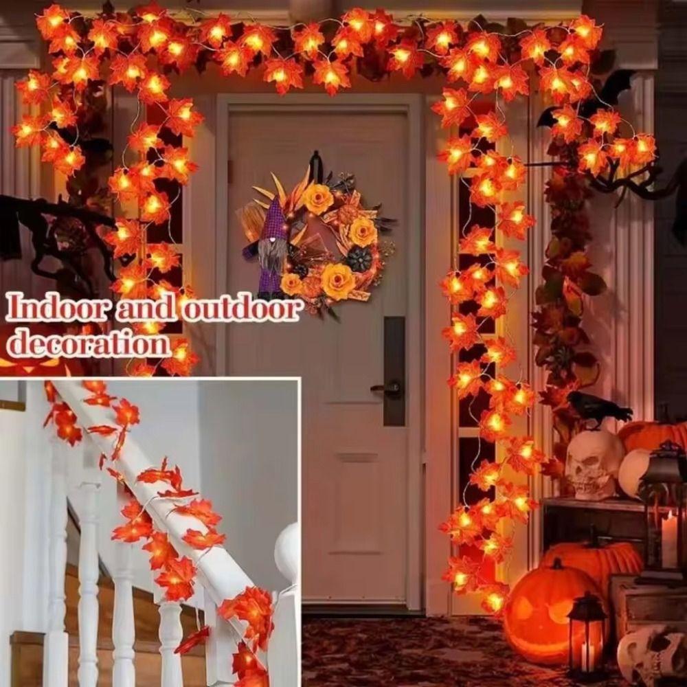 Warm Ambiance Maple Leaf String Lights Red Leaf Design Fall String Lights Decor Home Decor