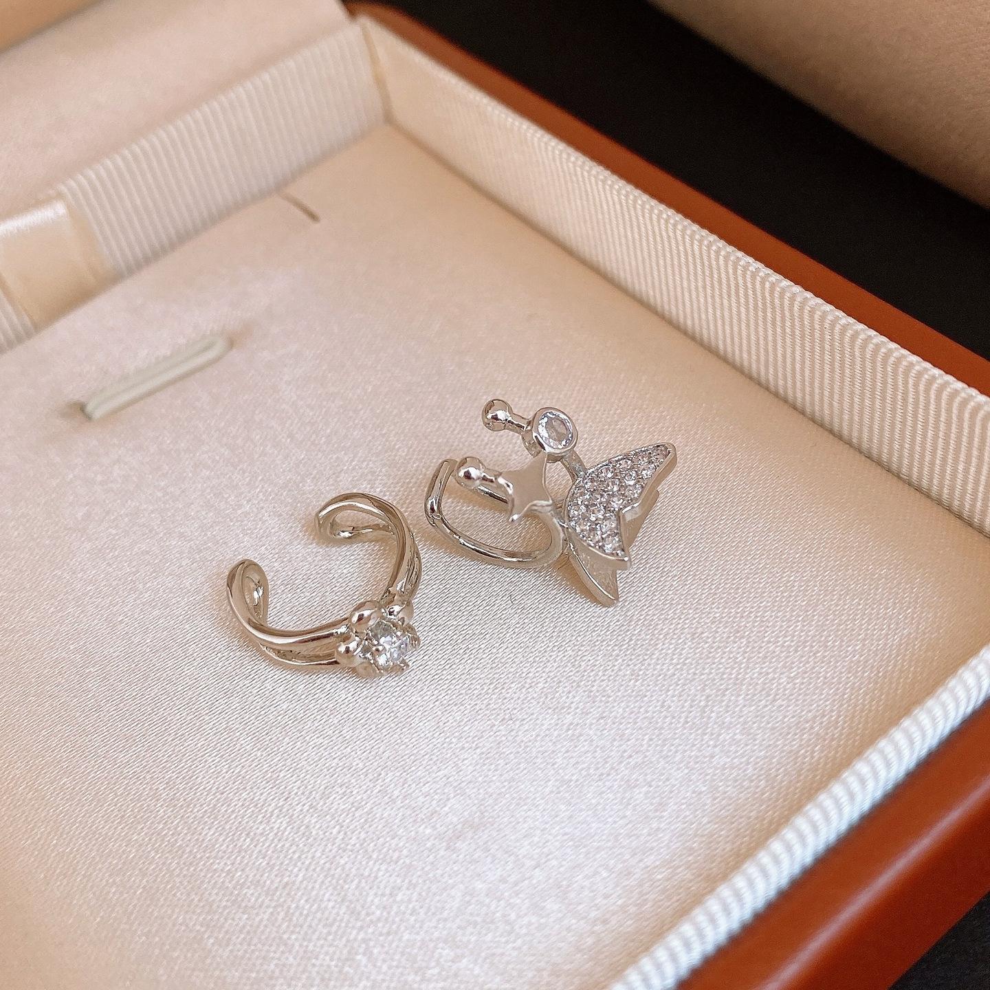 Корейские супер-блестящие циркониевые геометрические серьги без проколов, серьги-клипсы на хрящ уха, универсальные серьги с темпераментом.