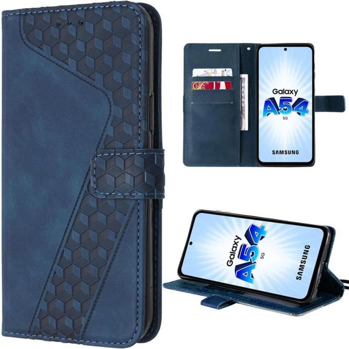 Coque de protection - samsung - galaxy a54 5g - cuir pu - pliable - poche à cartes