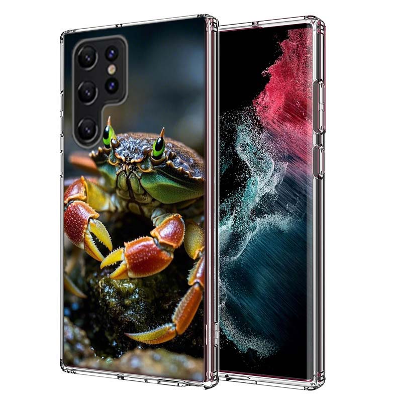 Unique Animal Crab Capa Phone Case For Samsung S26 Ultra S25 Edge Galaxy S23 S21 S20 S24 FE S22 S10 Plus Cover Clear TPU Shell C