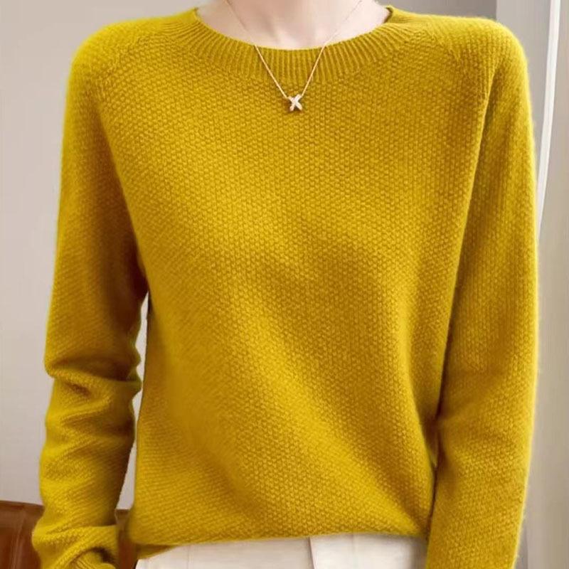 Women's Soft Fluffy Wool Round Neck Sweater - Casual Style for Autumn & Winter 2025