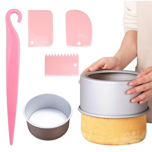 Kasanidika Cake Mold, Decorating Mold [Includes 3 Scrapers and a Mould Remover Knife], Aluminum Chiffon Mold, 20cm, Removable Bottom, 8cm Tall, Non-St