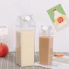 Milk Carton Water Bottle Clear Square Milk Bottles Plastic Leak Proof Cup 1000ml, Reusable Transparent Milk Cardboard Water Bottle