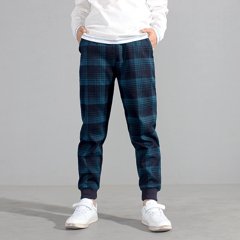 

Детские брюки в клетку весна/осень - повседневные брюки в корейском стиле для мальчиков 150 cm темно-синий