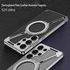 Samsung S25 Ultra Protective Case with Magnetic Rotating Stand – Anti-fall, Electroplated Leather Cover