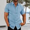Men Button Down Shirt Short Sleeve Turndown Collar Shirt Summer Beach Shirt with Chest Pocket for Street Tropical Vacation Holiday