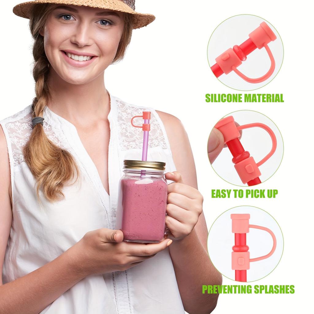 24Pcs Silicone Straw Tip Cover Dust-Proof Drinking Straw Reusable Drinking Straw Cap Cover for 8mm Multicolor Silicone Straw Cap