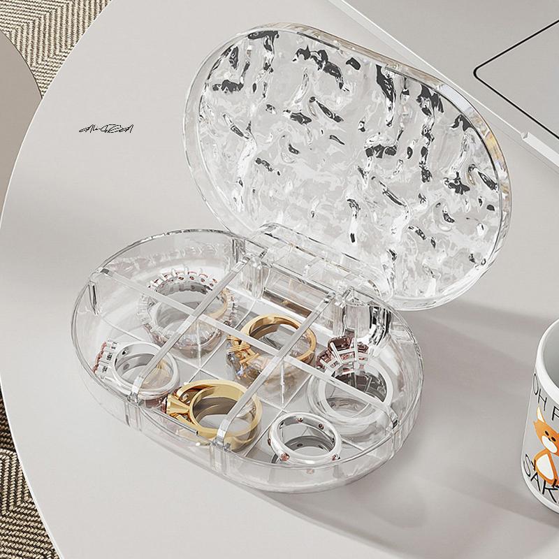 Portable 4/6 Grid Medicine Box Water Ripple Mini Sealed Plastic Travel Carrying Medicine Packaging Organizer for Travel