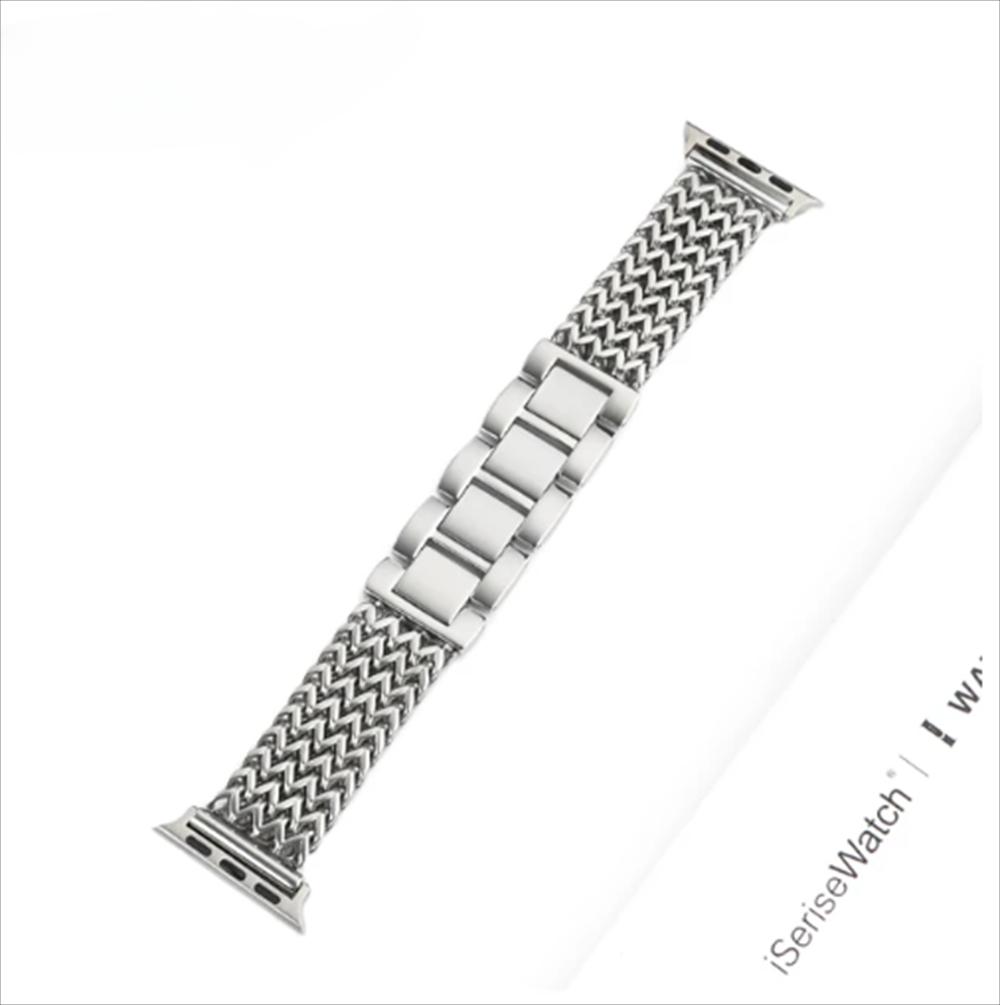 Luxuriöses Edelstahlarmband für Apple Watch 9 8 7 6 SE 5 3 45/44/42/41 mm geflochtenes Metallarmband Correa iWatch Ultra 49 mm 40 38 mm