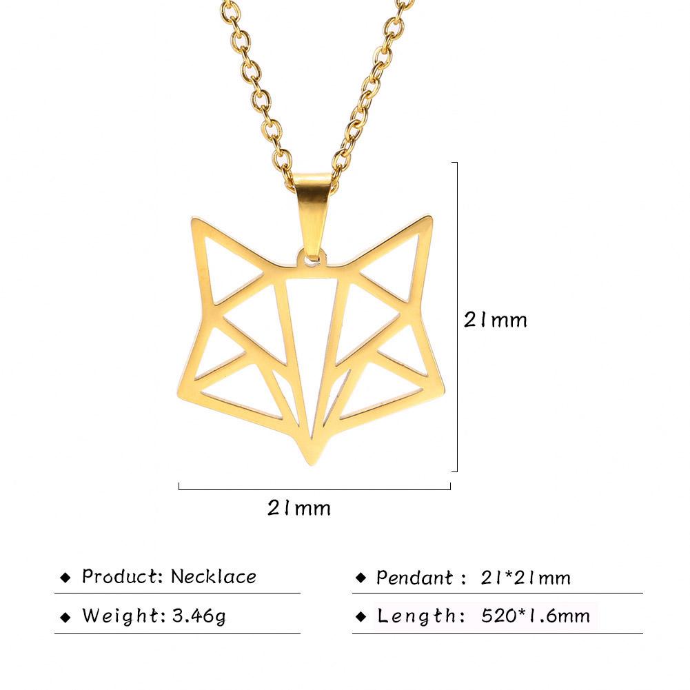 Cazador Hollow Fox Pendant Necklaces for Women Girls Cute Animal Neck Chains Stainless Steel Jewelry Birthday Gifts Wholesale