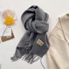 New Double Sided Solid Color Scarf for Women In Autumn and Winter Thickened Imitation Cashmere Scarf Gentle Style Japanese Fringed Shawl