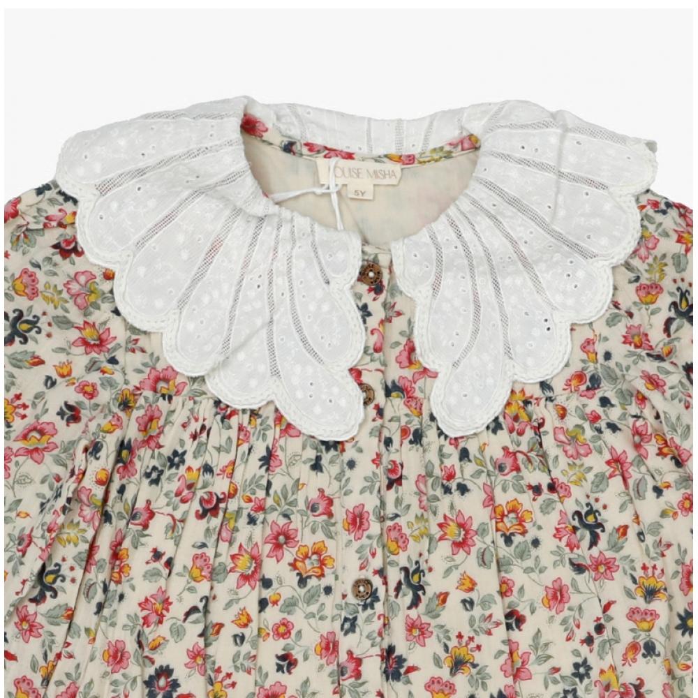 Louis Misha Kinderkleid Blumen Heidi Grau W25 S0043