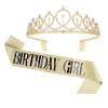 Crown Headband with Ribbon Shiny Rhinestones Headpiece Lightweight Design Stunning Sparkling Ribbon Feminine Slogans