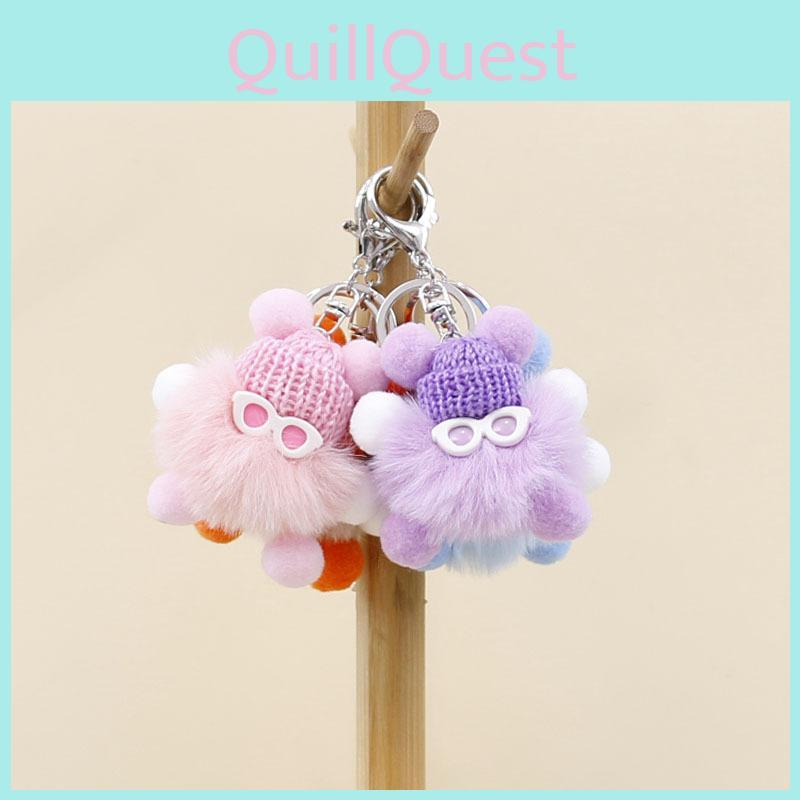Rabbit Fur Otter Sunglasses Small Coal Ball Plush Pendant Bag Decoration