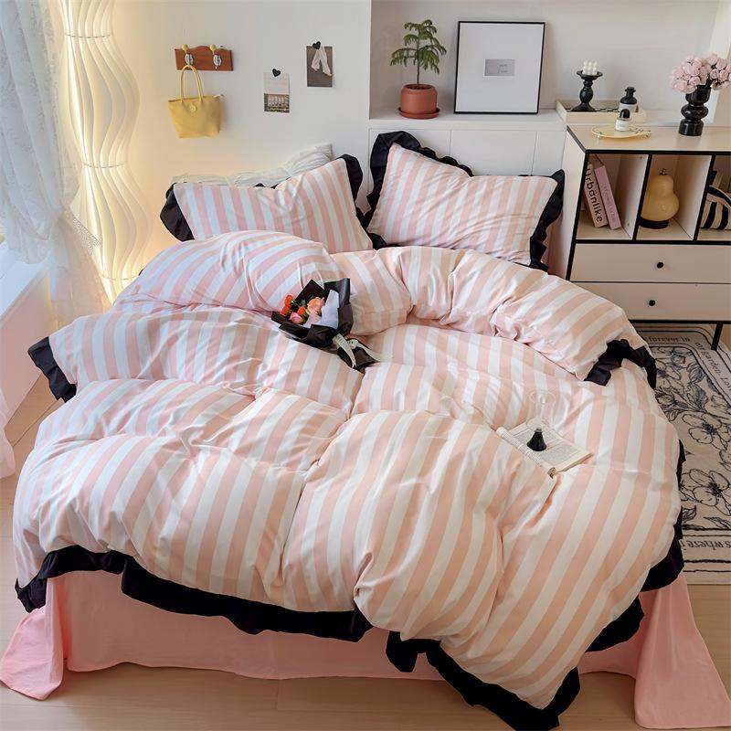 Skin-Friendly French Summer Bed 4Pcs Set, Super Soft Quilt Cover, Mattress Sheet Direct Sales