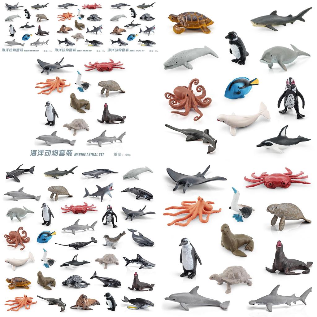 Realistic Ocean Animal Model Set Including Whales Dolphins Sharks Turtles Crabs And More For Educational Play And Decoration