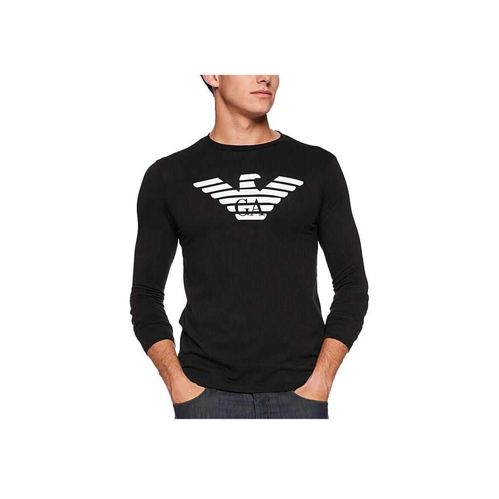 Emporio Armani FW21 Cotton Printed Long Sleeve T-Shirt Men Tops Black 8N1T64-1JPZZ-0999