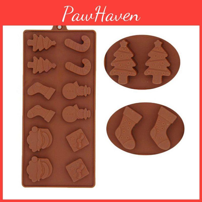 Christmas Santa Chocolate Silicone Mould With Reindeer Santa And Snowman Designs