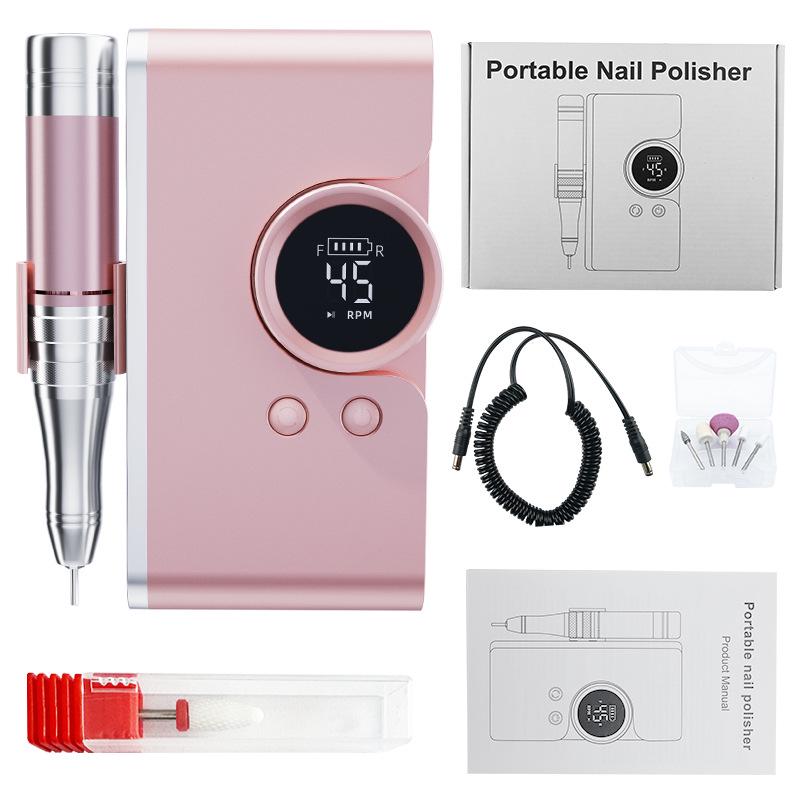 Electric Nail File & Polisher with Base Display - Pen-Style Manicure Grinding & Exfoliating Machine