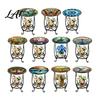 Butterfly Pattern Table Outdoor Side Table Round Small Mosaic Bird Patio Accent Indoor End Plant Coffee Tea for Yard Porch Garden Living Room,