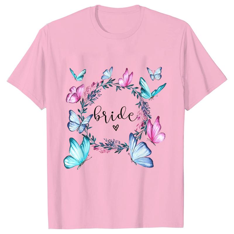 Fashion Bridal Wedding Party T-shirt Team Bride Bridesmaid Shirts Unisex’s Bachelorette Single Farewell Party Flower Wreath Tees