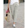 Solid Color Loose Casual Drawstring Elastic Waist Cotton Linen Pants