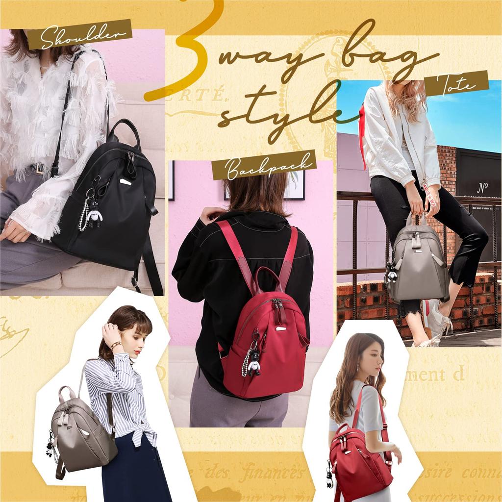 DESAFIANTE Women's Large Capacity Waterproof Lightweight Nylon Backpack for Commuting, Korea (Gray with Front Zipper)