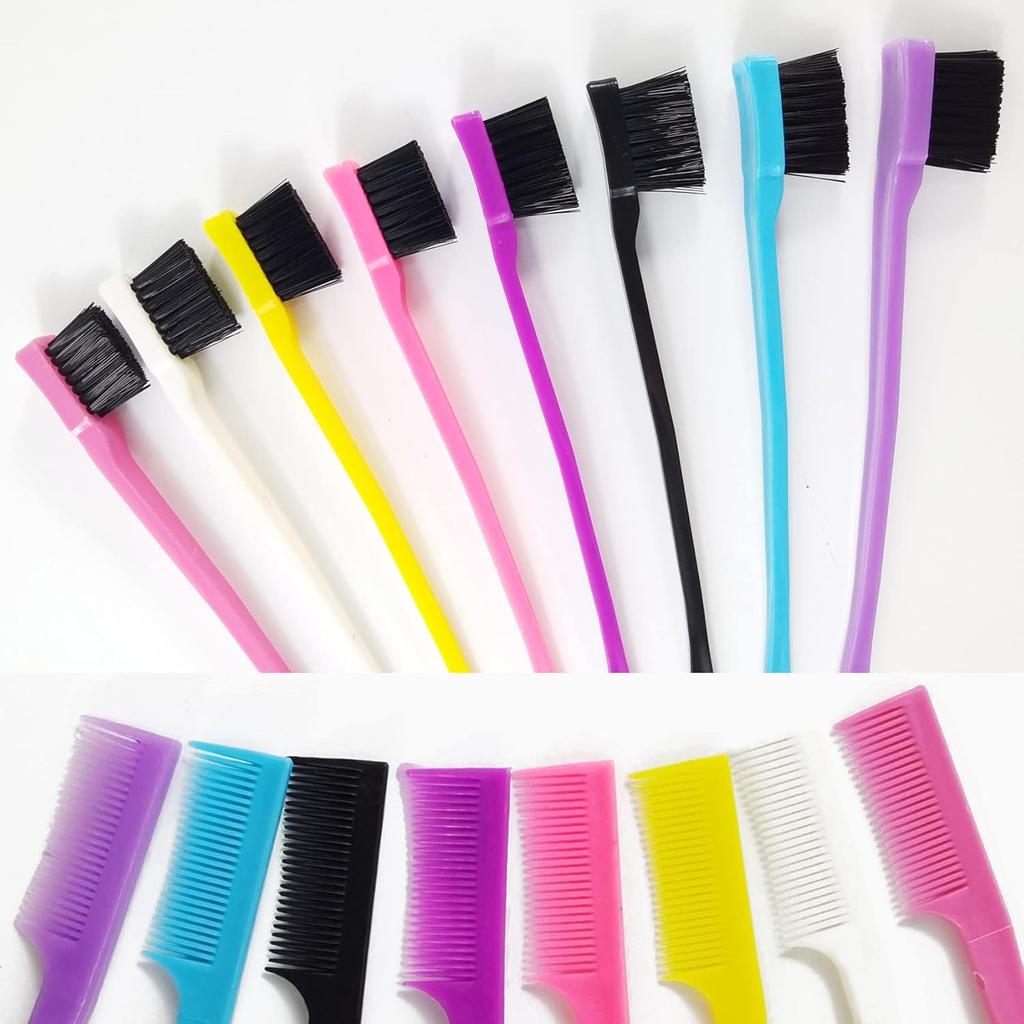 24PCS Hair Edge Brush, Double Sided Edge Control Hair Comb Eyebrow Brush Smooth Comb Grooming (8Colors)
