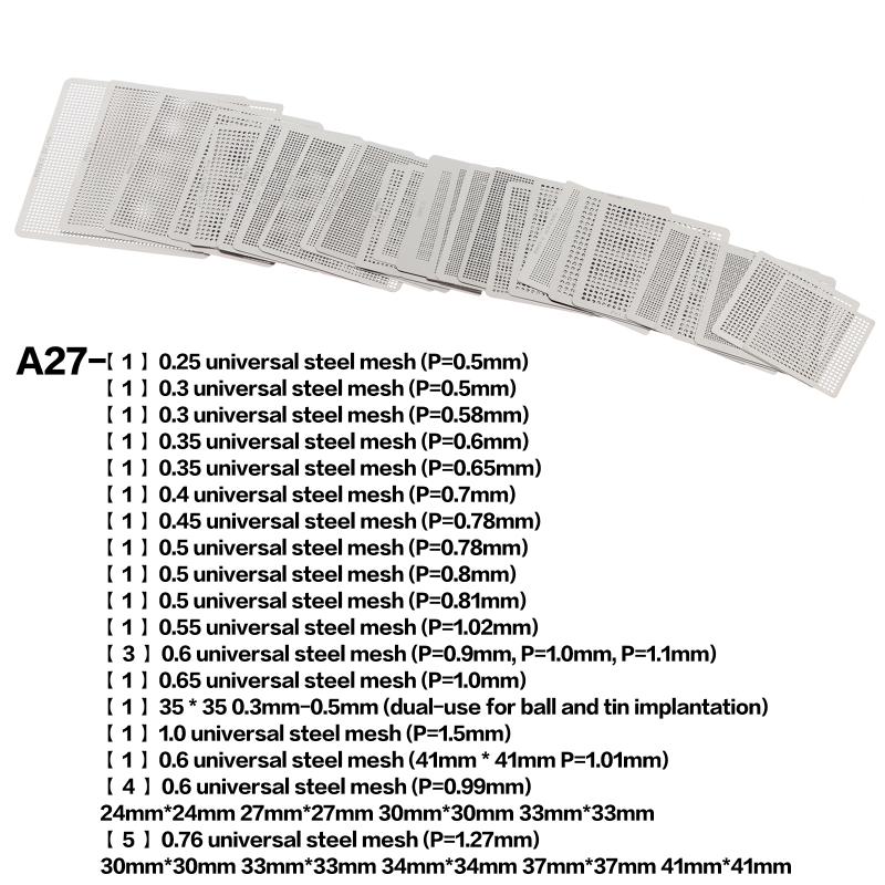 10/16/27Pcs Bga General Template Sik Tin Fixture Universal Direct Heated Stencils For Smt Smd Chip Rpair And Easy Support