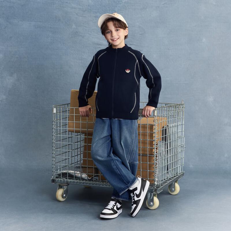 MQD Boys' Autumn Letter Mock Neck Knitted Sweater