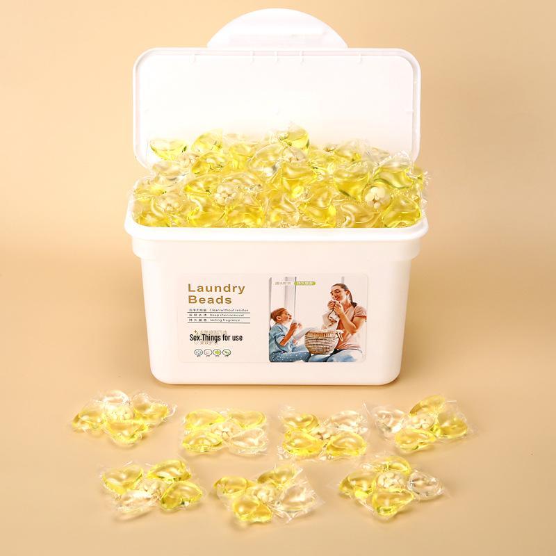 Five-in-One Laundry Pods: Long-Lasting Scent, Stain Removal, Softening, and Concentrated Detergent Beads.