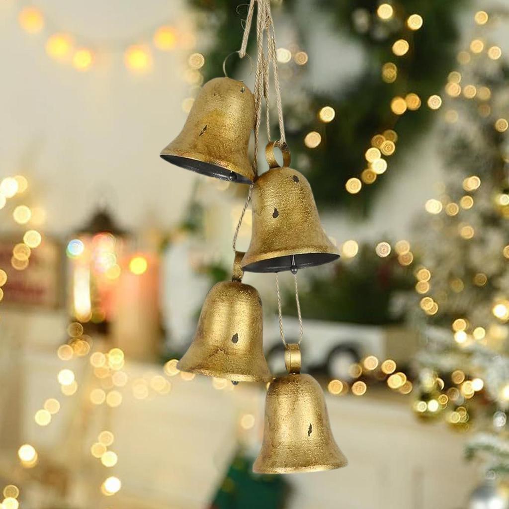 Decorative Bells Handmade Cow Bells For Christmas Weatherproof Gold Cow Chime For Dining Entryway Window Bedroom Door Living
