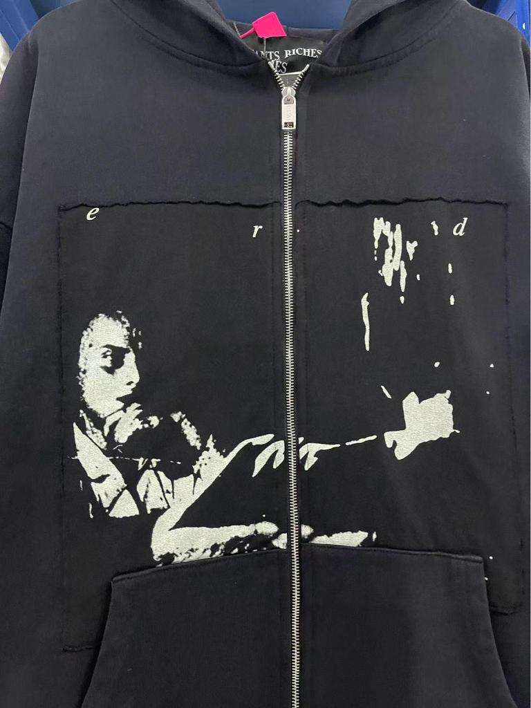 Rich Kids Vintage Poet Print Hoodie - Washed Trendy Style