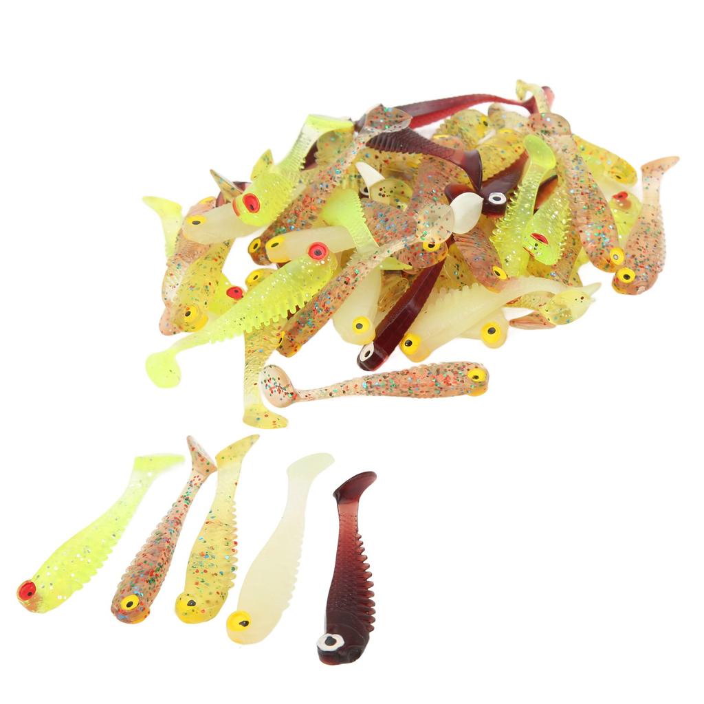50Pcs Soft Bait Silicone Flat Tail Simulated Actions Flexible Fishing Soft Lure for Bass 5cm