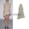 Summer New Product Women's Clothes Ins Style Bowknot Decoration Hanging Collar Stripes Belt Short Dress 8066246