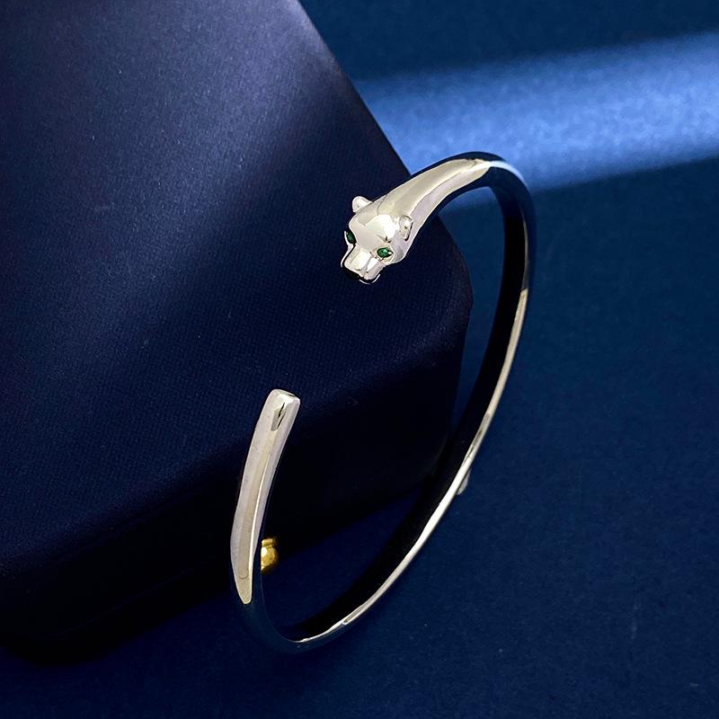 European and American Style Leopard Head Open Bracelet - Trendy and Fashionable Cheetah Jewelry