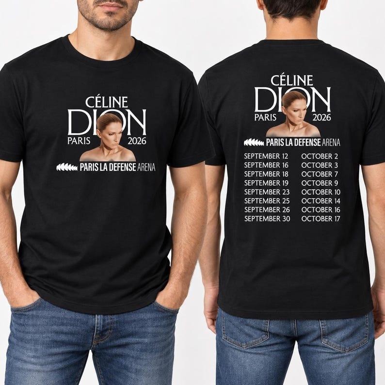 Summer Hot Sale Céline Dion Paris 2026 Tour T-shirt Men Women Gothic Oversized T-shirts Print Crew Neck Lightweight Casual T Shirt