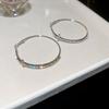 Exquisite Temperament Shining Full of Inlay Zircon Geometry Cross Large Circular Hoop Earrings for Women Korea Piercing Jewelry